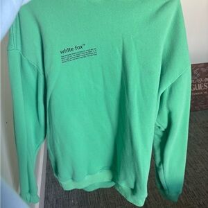 White Fox Green Sweatshirt
